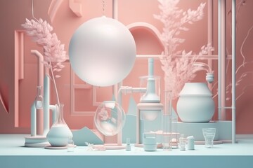 Poster - A Bunch Of Vases And Other Items On A Table In A Room Aquarium Animation Motion Graphics