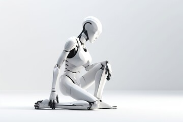 Poster - A Robot Sitting On The Ground With Its Legs Crossed And Legs Crossed Workshop Animation Robotics Engineering Generative AI 