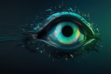 Poster - A Close Up Of An Eye With A Black Background And A Green Background Zoo Video Art Motion Graphics Generative AI 
