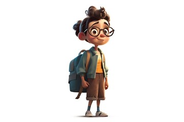 Poster - A Cartoon Character With Glasses And A Backpack On His Back Standing Savanna Animation Animation Filmmaking Generative AI 