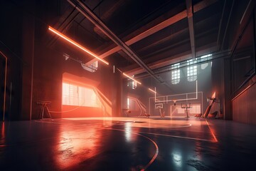 Poster - A Basketball Court With A Basketball Hoop In The Middle Of It Basketball Court Constructivism Environment