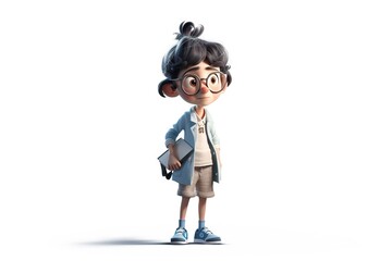 Poster - A Cartoon Character With Glasses And A Coat On Holding A Tablet Park Animation Animation Filmmaking Generative AI 