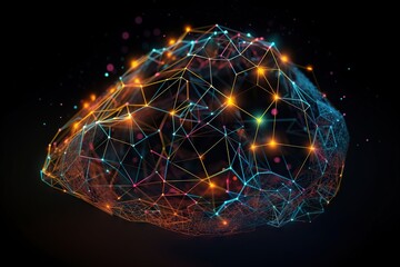 Poster - A Computer Generated Brain With A Lot Of Dots And Lines On It Deep Sea Trench Video Art Natural Language Processing Generative AI 