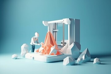 Poster - A Person Standing Next To A Machine With A Piece Of Paper Iceberg Kinetic Art Motion Graphics