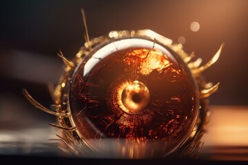Poster - A Close Up Of A Glass Object With A Light Shining On It Volcano Photorealism Motion Graphics Generative AI 