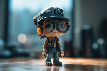 Poster - A Little Boy With A Hat And Goggles On A Table Construction Site Animation Animation Filmmaking