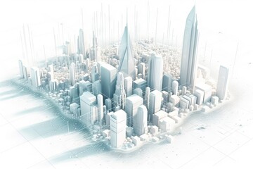 Poster - A City With Skyscrapers And Buildings In The Middle Of It Modern Urban Skyline Panoramic Photography 3d Modeling Generative AI 
