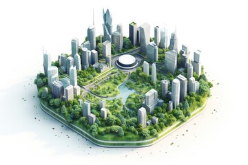 Poster - A City With A Lot Of Tall Buildings And Trees In The Middle Wastewater Treatment Plant Environmental Art Facilities Management Generative AI 