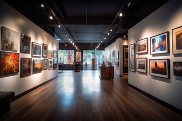 Poster - A Room With A Lot Of Pictures On The Wall And A Lot Of Lights Art Museum Fine Art Photography Fine Art Photography Generative AI 