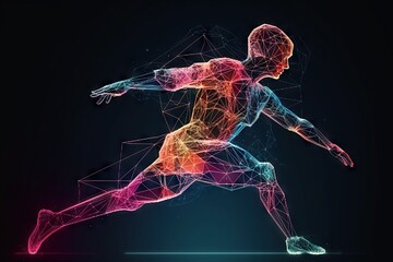 Poster - A Man Running With A Colorful Background And Lines On It Photo Sports Bar Sports Photography Sports Coaching