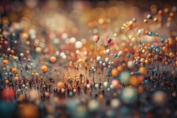 Poster - A Bunch Of Colorful Balls Floating In The Air With A Blurry Background Orchard Kinetic Art Motion Graphics