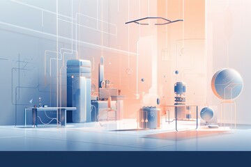 Poster - A Computer Generated Image Of A Factory With Pipes And Tanks In The Background Factory Animation Motion Graphics Generative AI 