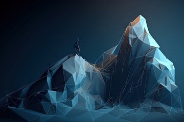 Poster - A Man Standing On Top Of A Mountain With A Sky Background Snowy Mountain Peak Animation Motion Graphics Generative AI 