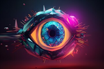 Poster - A Very Colorful Eye With Spikes And Spikes On It's Iris Nightclub Video Art Motion Graphics Generative AI 