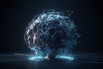 Poster - A Sphere With A Lot Of Lines And Shapes On It In The Dark Deep Sea Trench Animation Motion Graphics Generative AI 