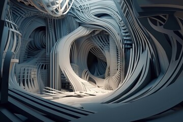 Poster - A Very Unique Looking Room With A Lot Of Lines On It Lunar Landscape Kinetic Art Motion Graphics Generative AI 