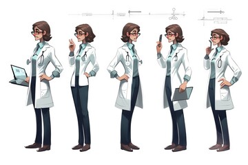 Poster - A Woman In A Lab Coat Is Holding A Clipboard And Pointing Hospital Animation Clinical Research Generative AI 