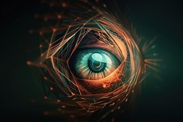 Poster - A Close Up Of An Eye With A Pattern On It's Iris Workshop Stereoscopic Photography Motion Graphics Generative AI 