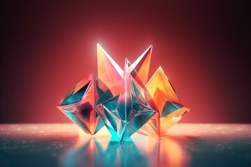 Poster - A Colorful Object Is Shown On A Table With A Red Background Glacier Animation Motion Graphics Generative AI 