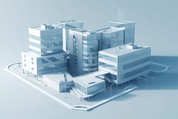 Poster - A 3d Rendering Of A City With Buildings And A Car In The Foreground Hospital Constructivism Real Estate Investment Trusts (reits) Generative AI 