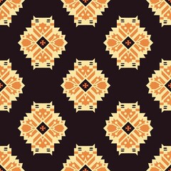 Ikat tribal Indian seamless pattern Ethnic Aztec fabric carpet mandala ornament native boho tribal textile Geometric African American oriental tranditional vector illustrations Embroidery style motif.