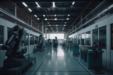 Poster - A Factory With A Large Machine In The Middle Of It's Floor Factory Animation Manufacturing Generative AI 