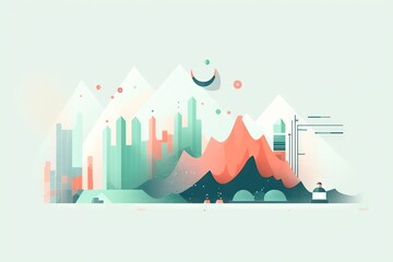 Poster - A Mountain With A Sky Background And A City In The Distance Lunar Landscape Animation Motion Graphics Generative AI 
