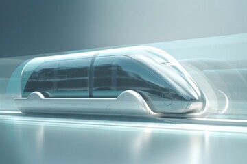 Poster - A Futuristic Train Traveling Through A Tunnel Of Water And Fog With A Blue Sky Subway Station Time-lapse Photography Manufacturing Planning And Control Generative AI 