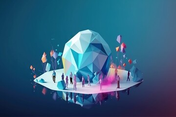 Poster - A Group Of People Standing Around A Large Iceberg With A Colorful Substance Iceberg Graphic Design Motion Graphics Generative AI  generative Ai, generative, AI, 