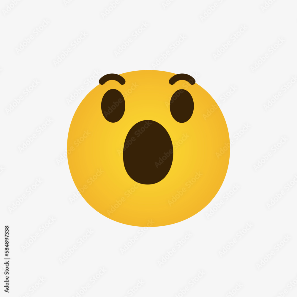 surprised emoji face. shocked wow emoticon with open mouth , cute ...