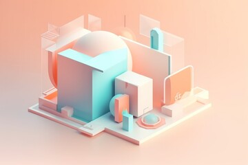 Poster - A 3d Rendering Of A Building With A Dome And A Clock Aquarium Animation Motion Graphics Generative AI 
