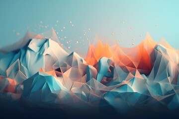 Fototapete - A Very Colorful Abstract Background With A Mountain Range In The Background Glacier Origami Mountains Generative AI 