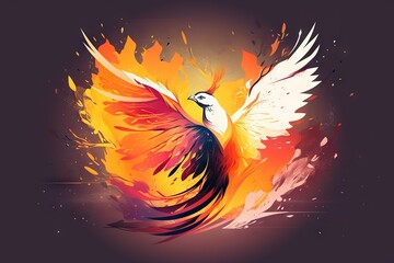 Poster - A Colorful Bird With Wings Spread Out Of It's Back Volcano Digital Art Birds Generative AI 