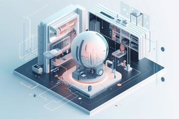 Poster - A Futuristic Building With A Large Sphere In The Center Of It Factory Animation Motion Graphics