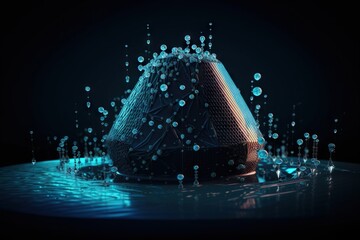 Poster - A Blue And Black Object With Bubbles On It's Surface Deep Sea Trench Video Art Motion Graphics Generative AI 