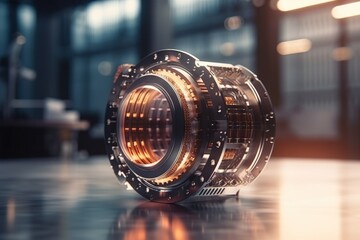 Poster - A Camera Lens With A Bright Light Shining On It's Side Workshop Photorealism Motion Graphics Generative AI 