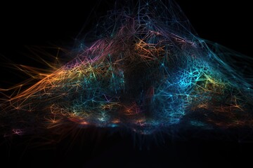 Leinwandbilder - A Computer Generated Image Of A Mountain With Lines And Dots In The Middle Deep Sea Trench Animation Motion Graphics Generative AI 