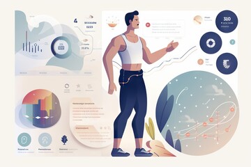 Poster - A Man Is Standing In Front Of A Graphic Screen With A Lot Of Information Marina Animation Infographic Design Generative AI 