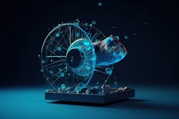 Poster - A Computer Mouse With A Blue Background And A Blue Background With A Blue Background Zoo Kinetic Art Motion Graphics Generative AI 