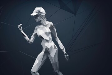 Poster - a woman in a hat and a white dress is walking with a cane iceberg constructivism motion graphics gen