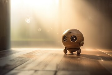 Poster - A Small Wooden Toy Sitting On A Wooden Floor In A Room Zoo Product Photography Artificial Intelligence