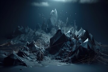 Poster - A Very Large Mountain With Some Rocks In It And A Sky Background Lunar Landscape Video Art Motion Graphics Generative AI 