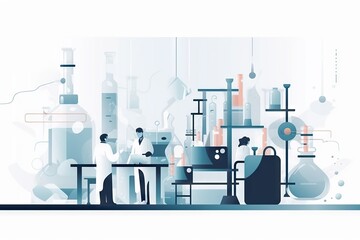 Poster - A Group Of People Working In A Lab With Beaks And Beakle Factory Animation Statistical Process Control Generative AI 