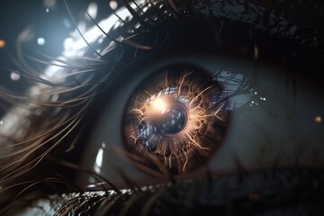 Poster - A Close Up Of A Person's Eye With A Bright Light Shining Through It Science Museum Photorealism Motion Graphics Generative AI 