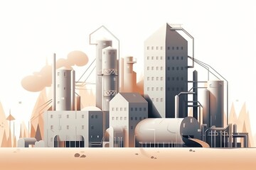 Poster - A Factory With A Lot Of Smoke Coming Out Of It's Stacks Factory Animation Motion Graphics Generative AI 