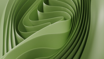 Abstract green background with layers of silk folded drapery