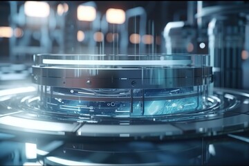 Poster - A Computer Screen With A Circular Object In The Middle Of It Factory Animation Motion Graphics Generative AI 