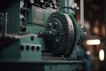 Poster - A Machine With A Gear Wheel On It's Side And A Machine With A Gear Wheel On It's Side Factory Documentary Photography Industrial Photography Generative AI 