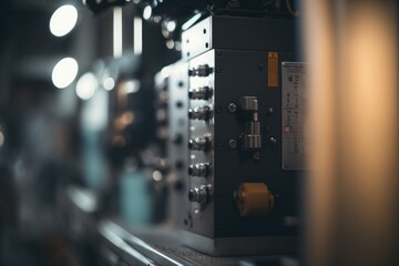 Poster - A Close Up Of A Machine With Buttons And Knobs On It Workshop Stereoscopic Photography Manufacturing Planning And Control Generative AI 