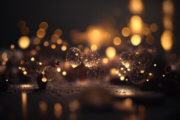 Poster - A Close Up Of A Bunch Of Lights On A Table With Blurry Lights Nightclub Macro Photography Lighting Design Generative AI 
